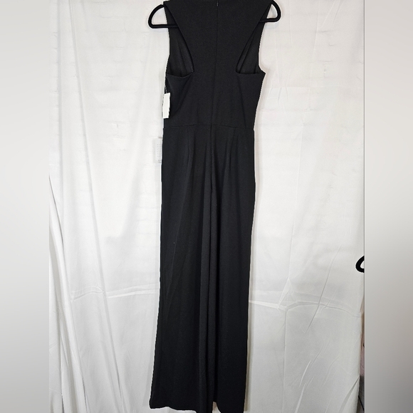 MARINA V-neck ruffled sleeveless formal size 6 black Jumpsuit NWT - Picture 8 of 11